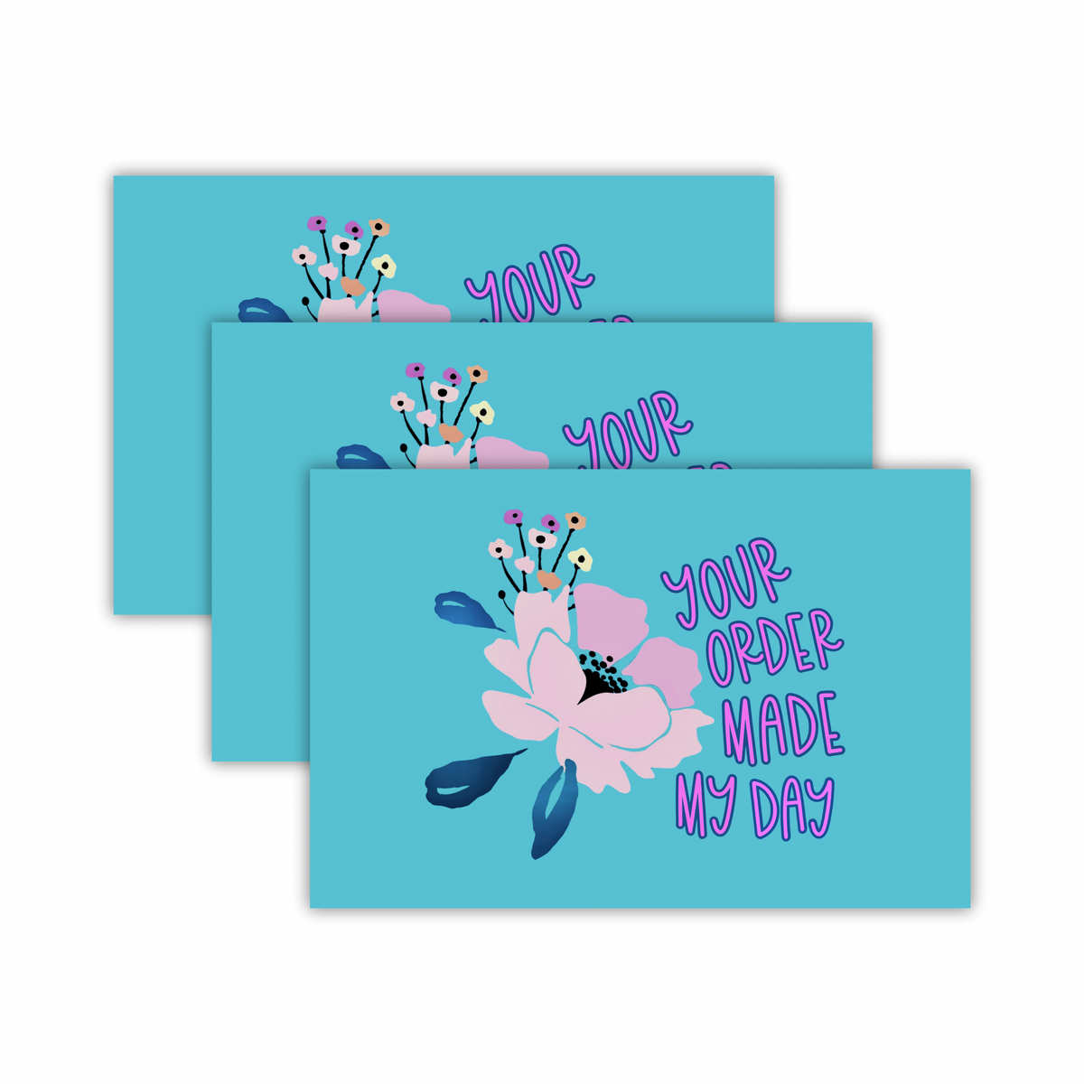 4x6" Package Insert Cards Teal & Purple Floral Marley Rae Mailers