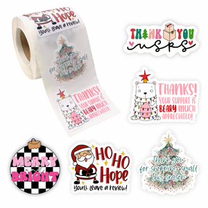 2” Sticker Roll- Holiday Mix (250 Stickers)