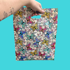 12x15 Merchandise Shopping Bag- Rainbow Butterflies