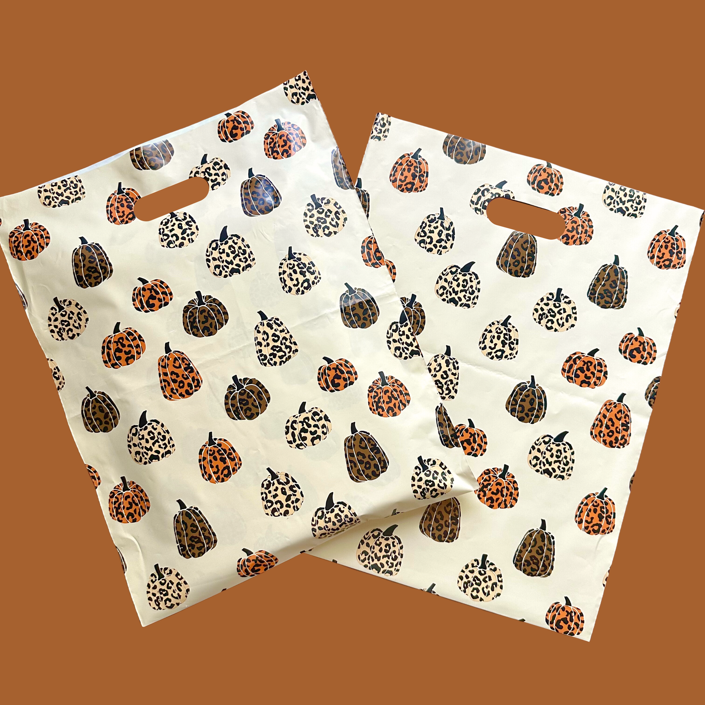 12x15 Merchandise Shopping Bag- Leopard Pumpkins