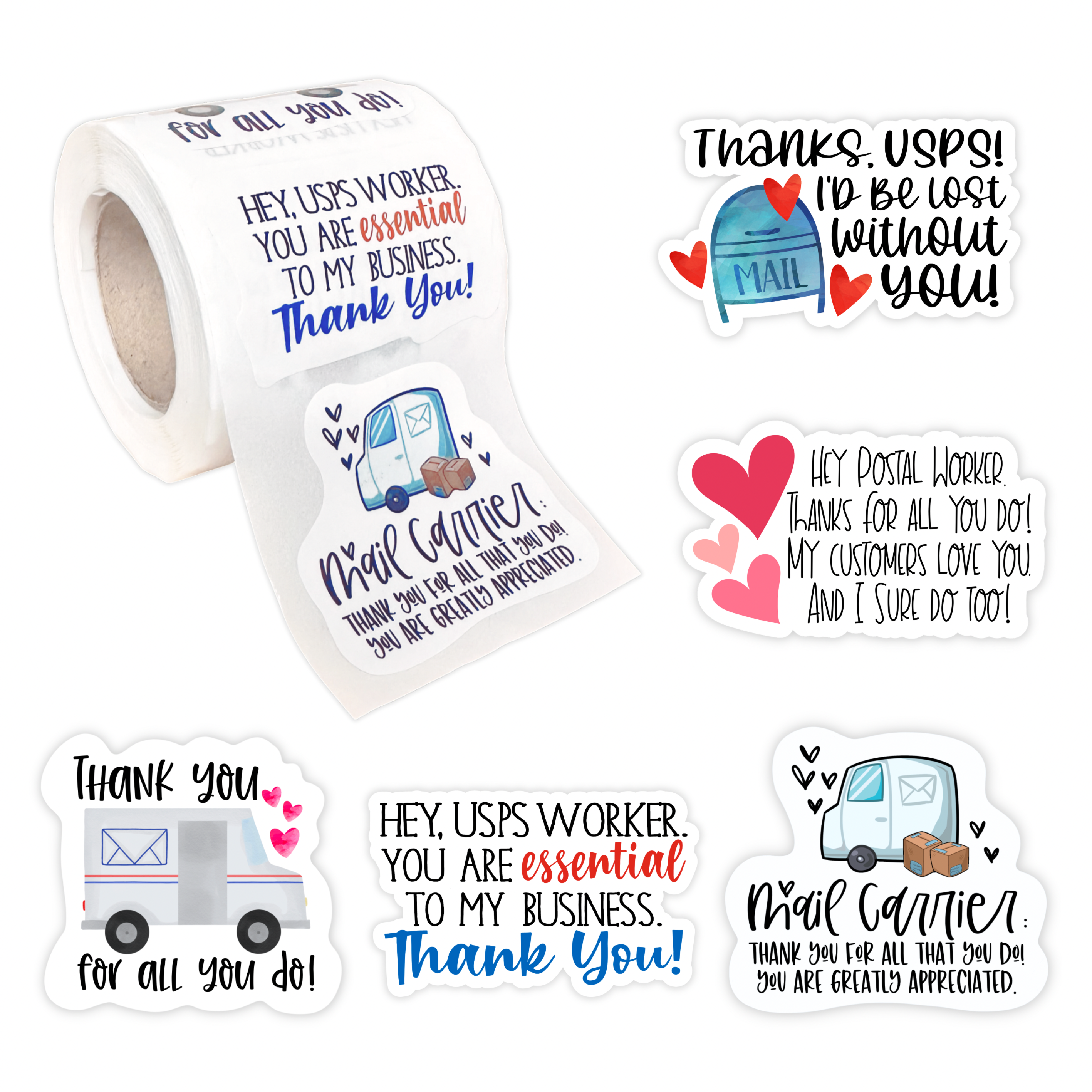 2” Sticker Roll- Mail Carrier Appreciation Mix (250 Stickers)
