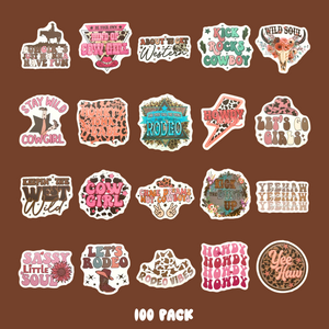 2” Vinyl Stickers- Western Mix (100 Pack)