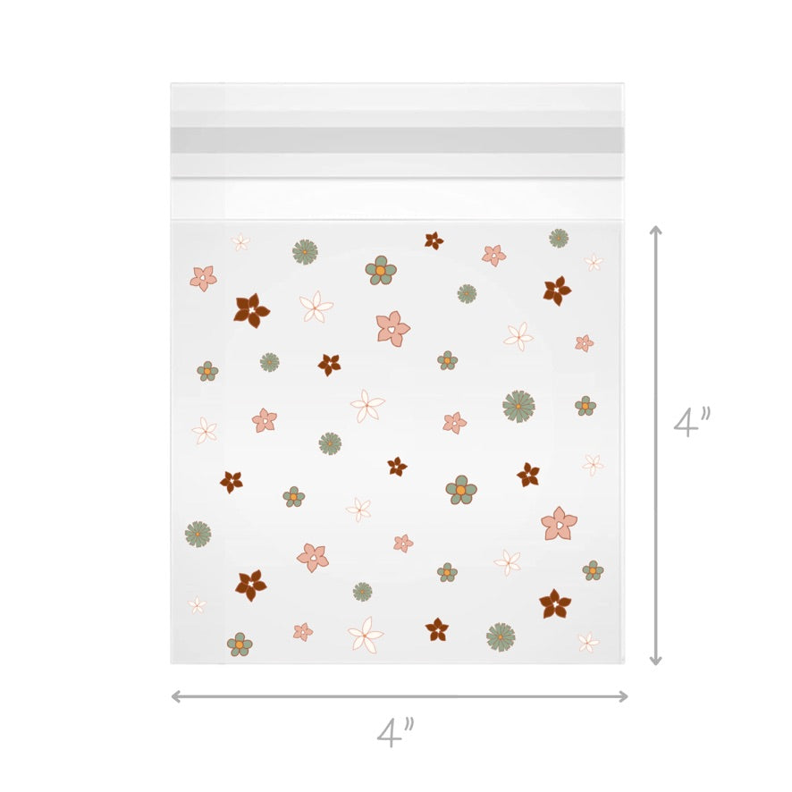 4x4 Clear Self Seal Bags- Dainty Floral
