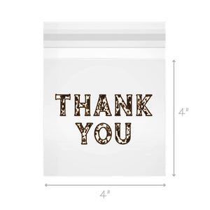 4x4 Clear Self Seal Bags- Cowhide Thank You