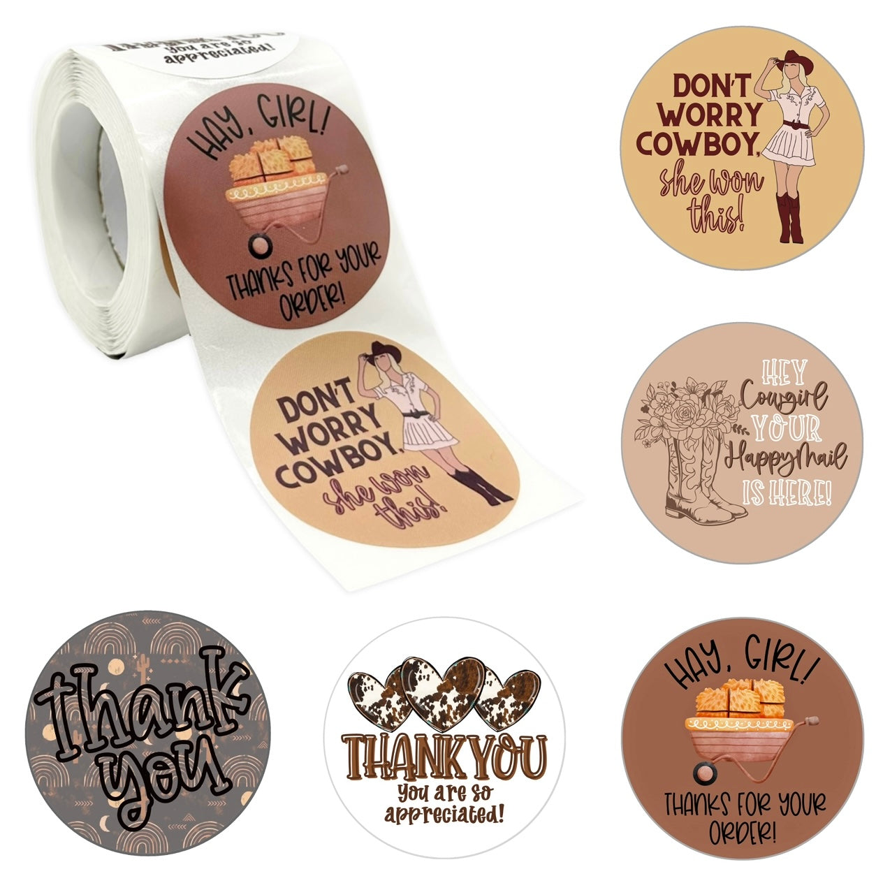 2” Sticker Roll- Western Mix (250 Stickers)